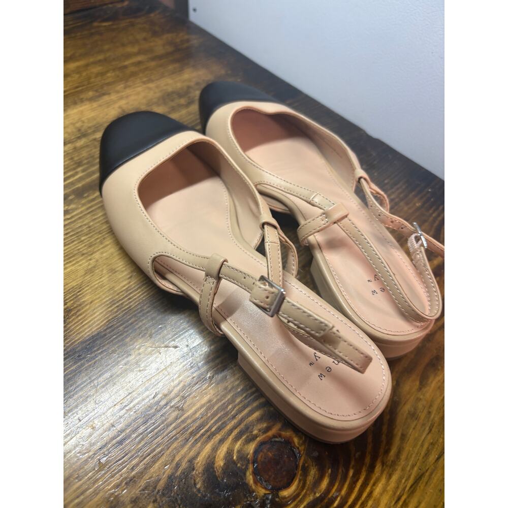 A New Day Tan And Black Sling Back Flats Size 9 - Picture 6 of 8